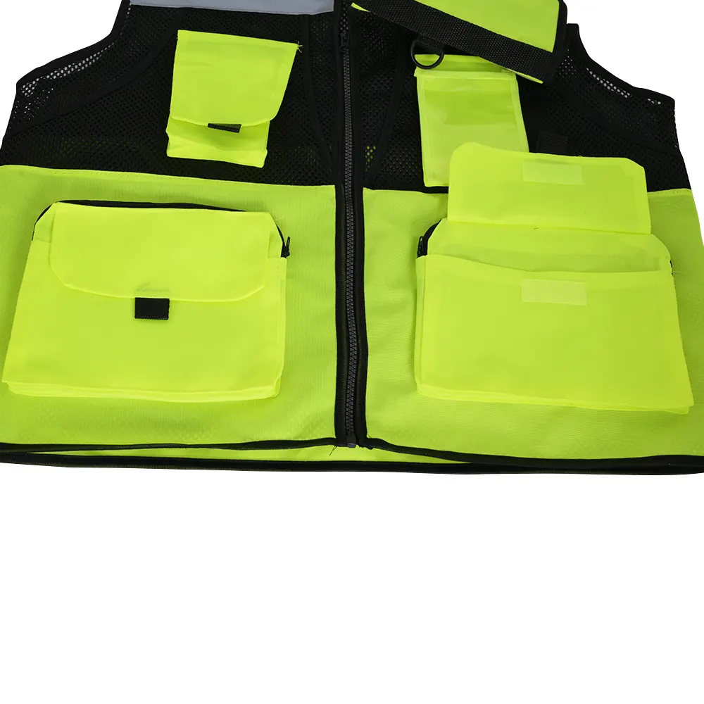 XP1016 6 Hi-Vis Utility Safety Vest fluorescent lime reflective
